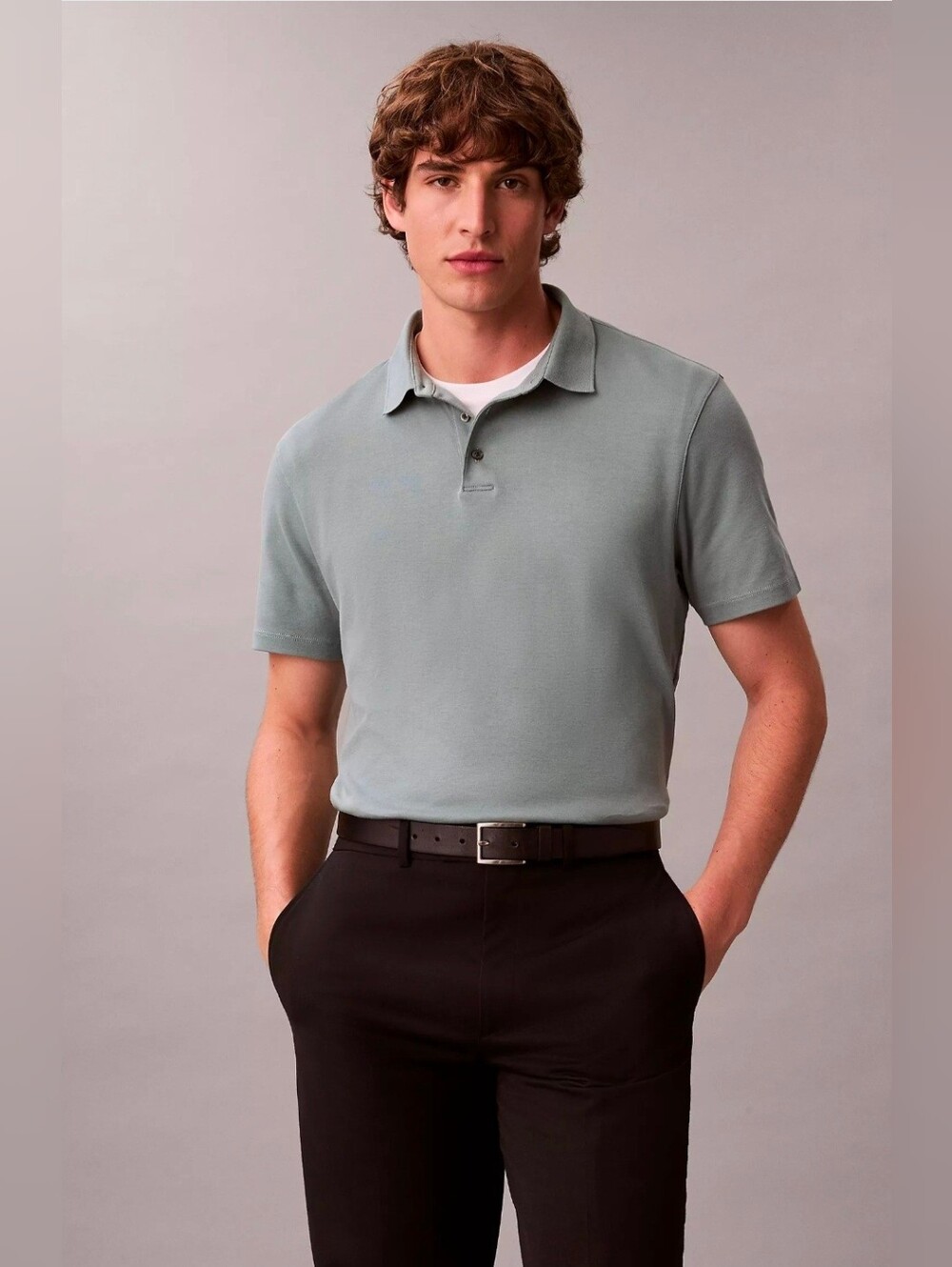 $89 Calvin Klein Mens  Short Sleeve Supima Cotton Embroidered Logo Polo Shirt